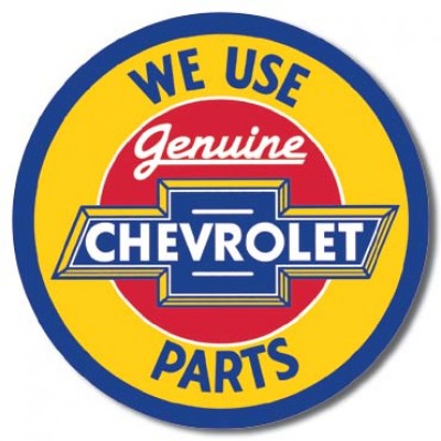 Enseigne Chevrolet en métal ronde / Genuine Parts